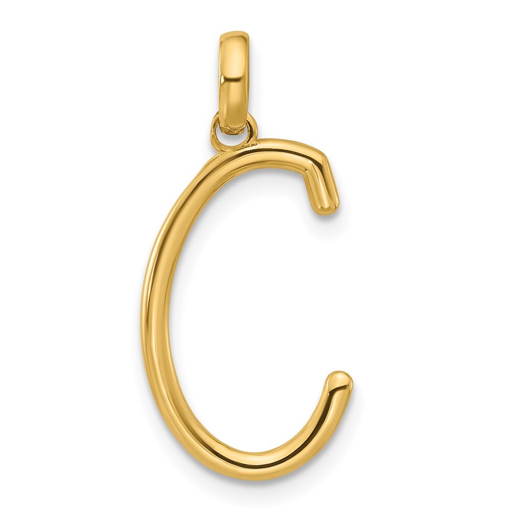 14k Yellow Gold Fancy Letter C Pendant for Women