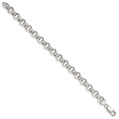 Sterling Silver 9.5mm Semi-solid Rolo Chain Bracelet