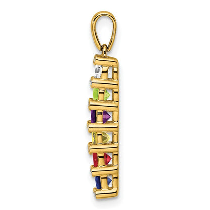 14k Yellow Gold Family Jewelry Diamond Semi-Set Pendant for Women