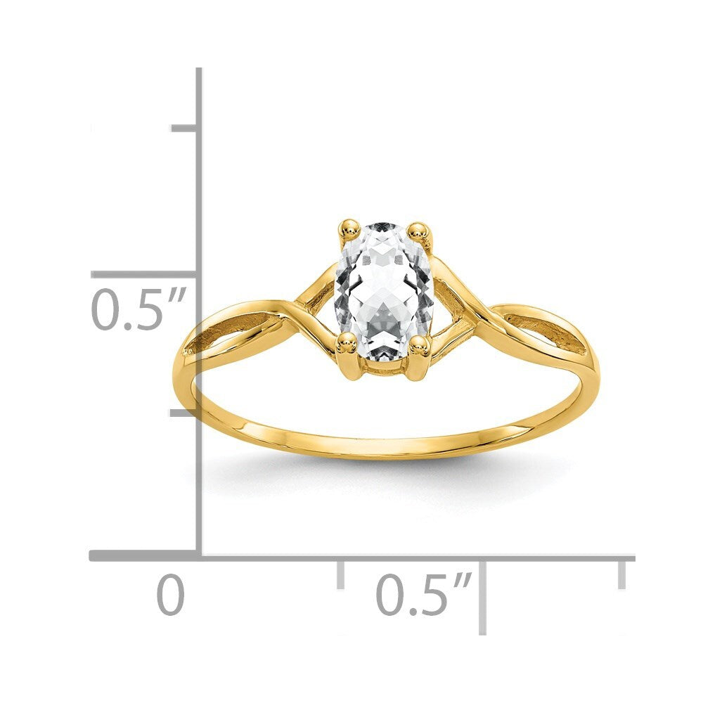 14K Yellow Gold White Topaz Birthstone Ring