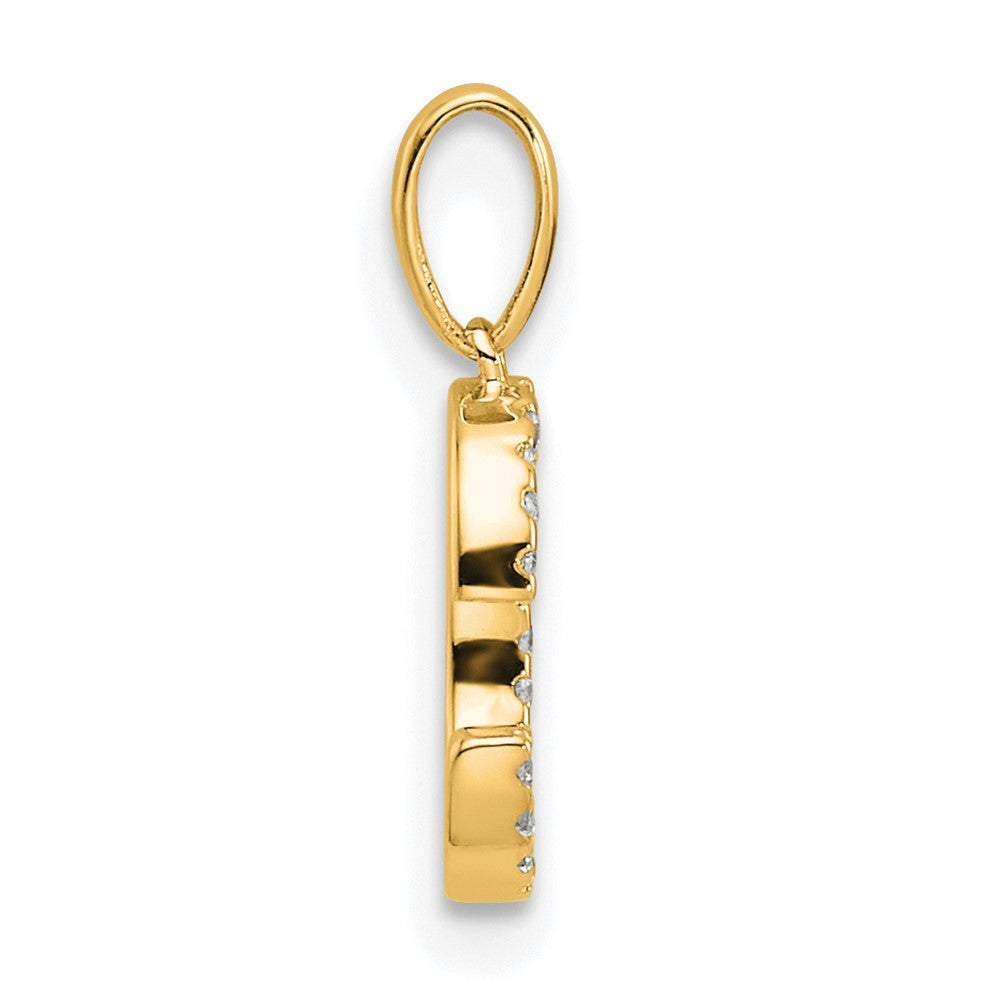 14k Yellow Gold Diamond Letter C Initial Pendant