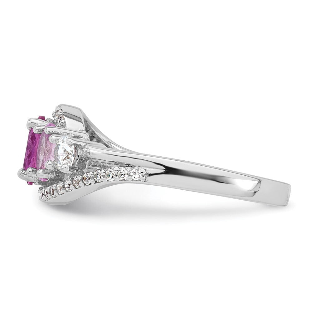 Sterling Silver RH-plated Polished CZ 5 Stone Ring Size 7