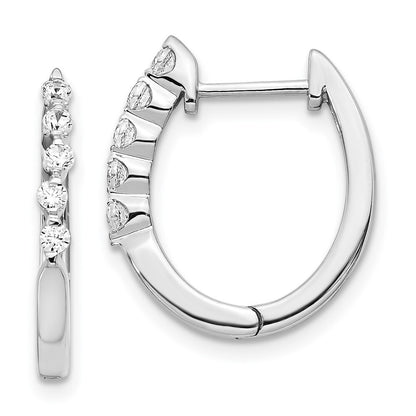 14k White Gold Diamond Hinged Hoop Earrings