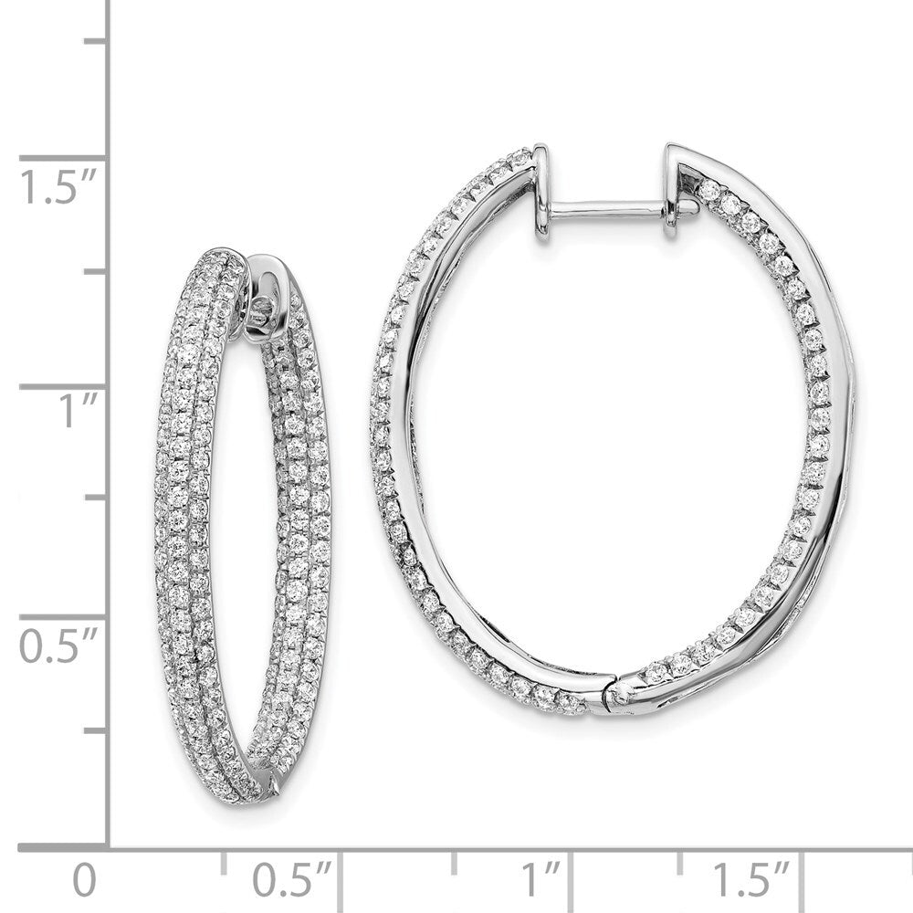 14k White Gold Diamond In/Out Hinged Hoop Earrings