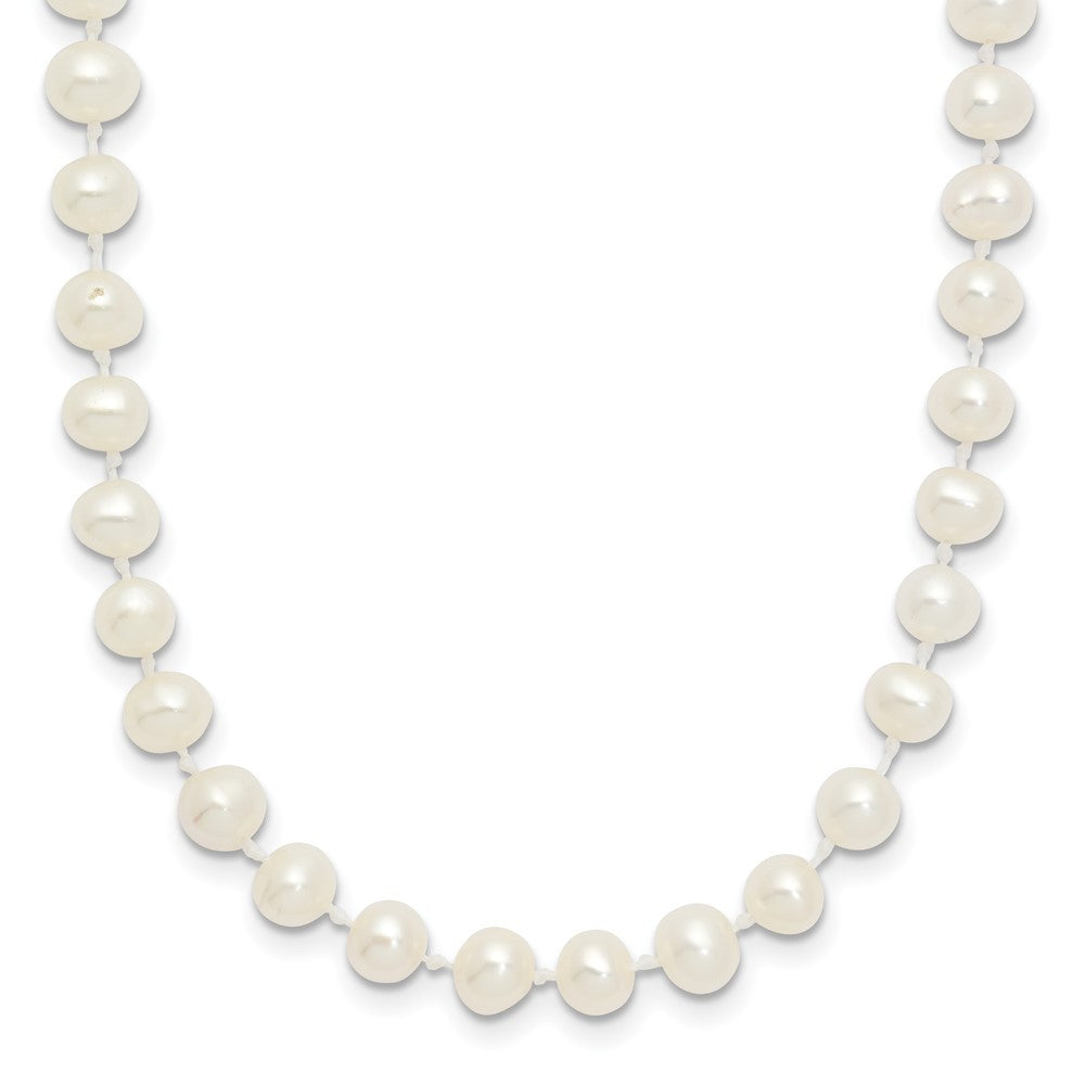 14k Yellow Gold 4-5mm White Semi-Round Cultured Pearl Necklace 16"