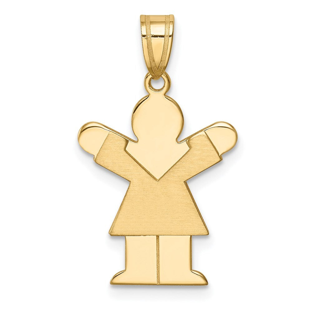 14k Yellow Gold Girl Charm Pendant for Women
