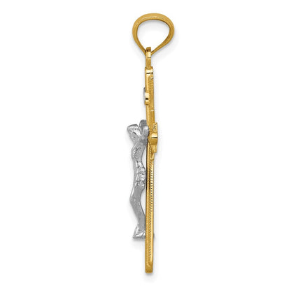 14k Two-tone Gold Gold Polished Crucifix Pendant for Women