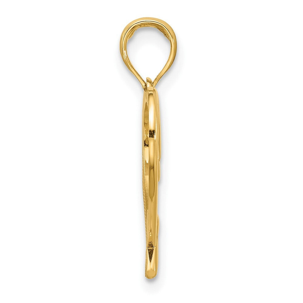 14k Yellow Gold Fancy Heart Charm Pendant for Women