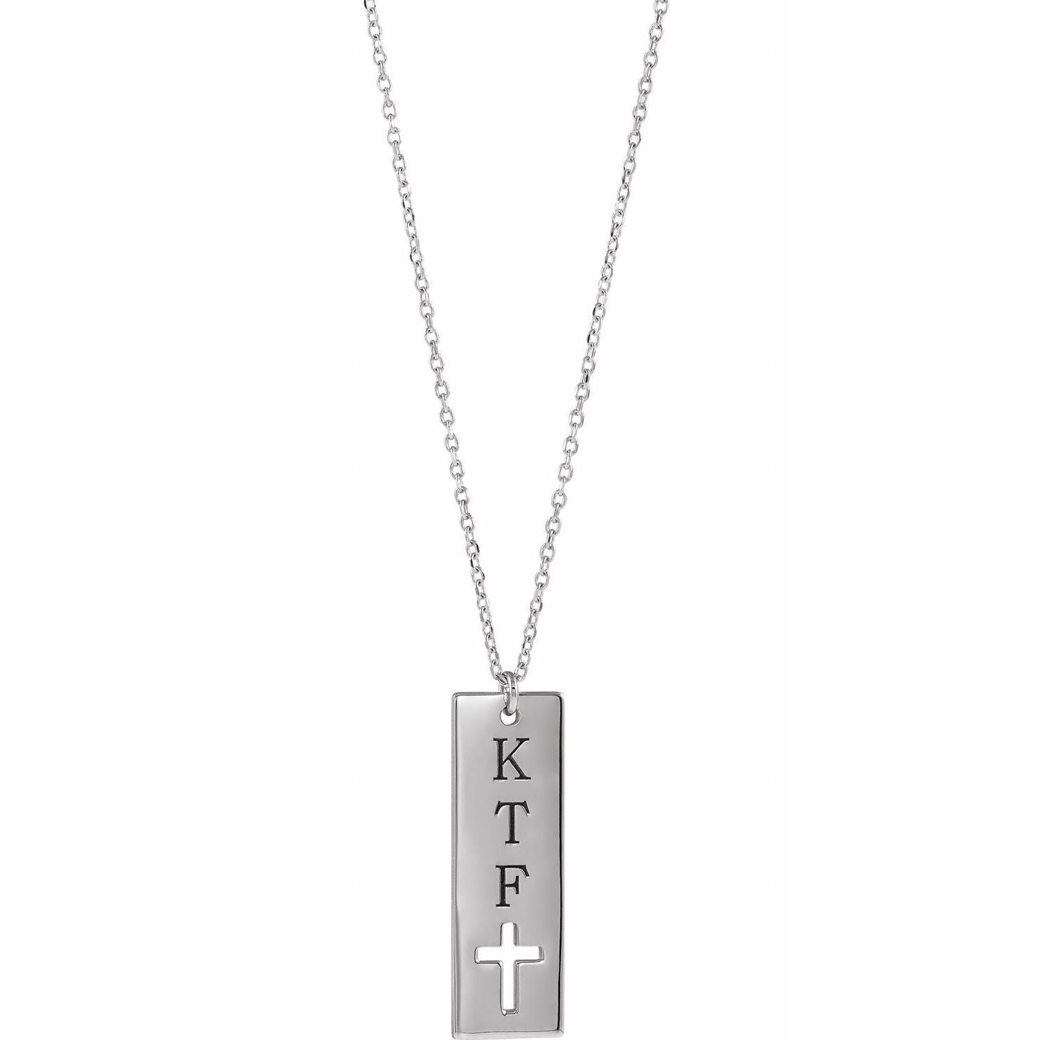 Gift for Mothers Sterling Silver Pierced Crucifix Cross Pendant Bar Necklace 18"