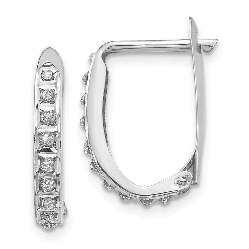 14k White Gold Diamond Fascination Hoop Earrings Gift for Women