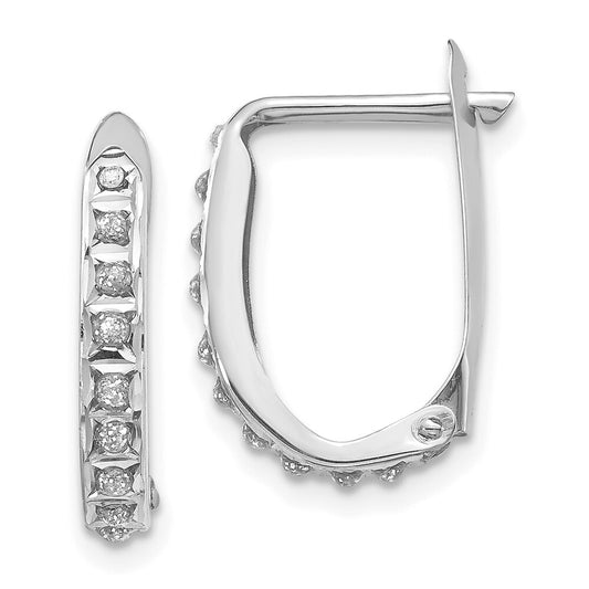 14k White Gold Diamond Fascination Hoop Earrings Gift for Women