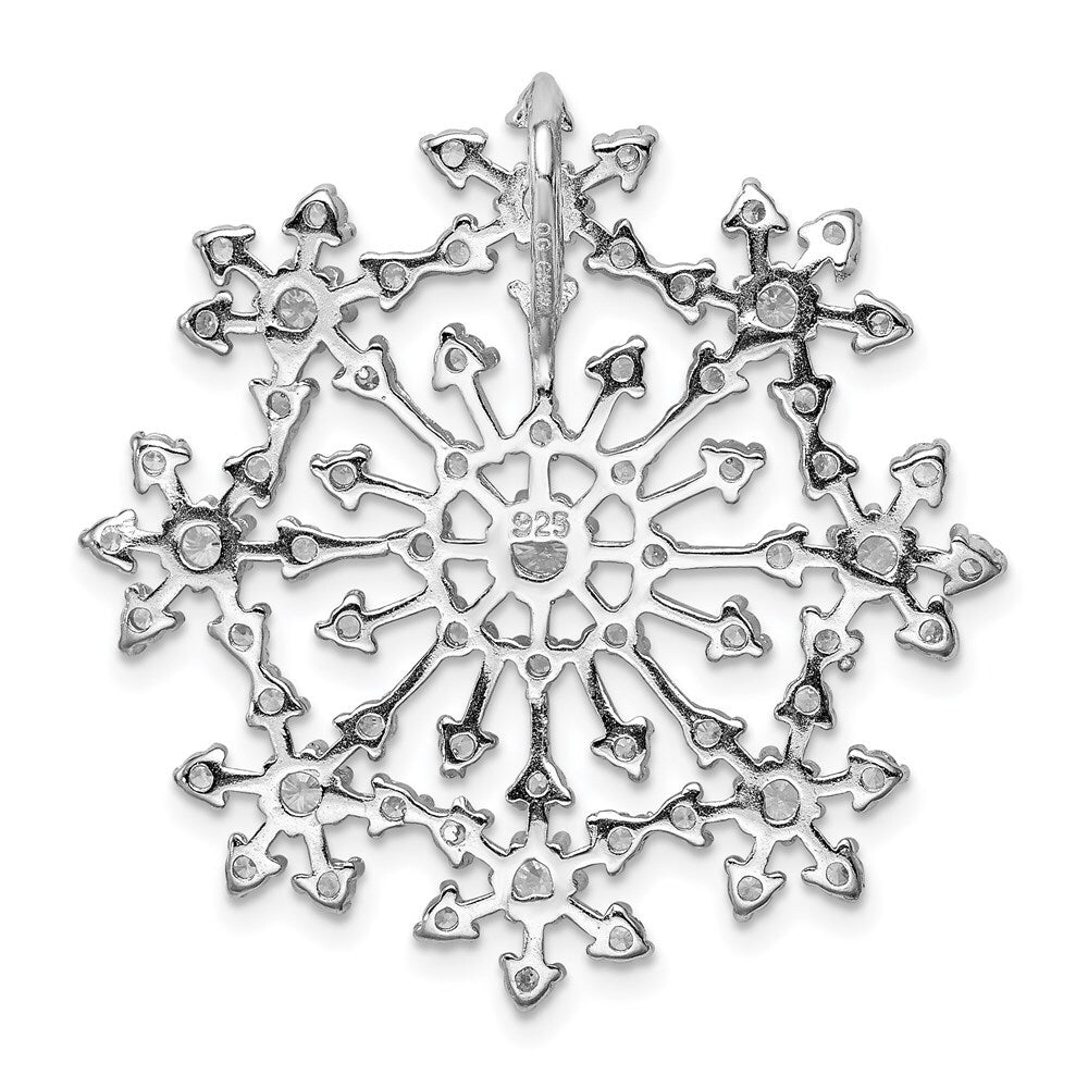 Sterling Silver Rhodium-plated Cubic Zirconia Starburst Snowflake Slide