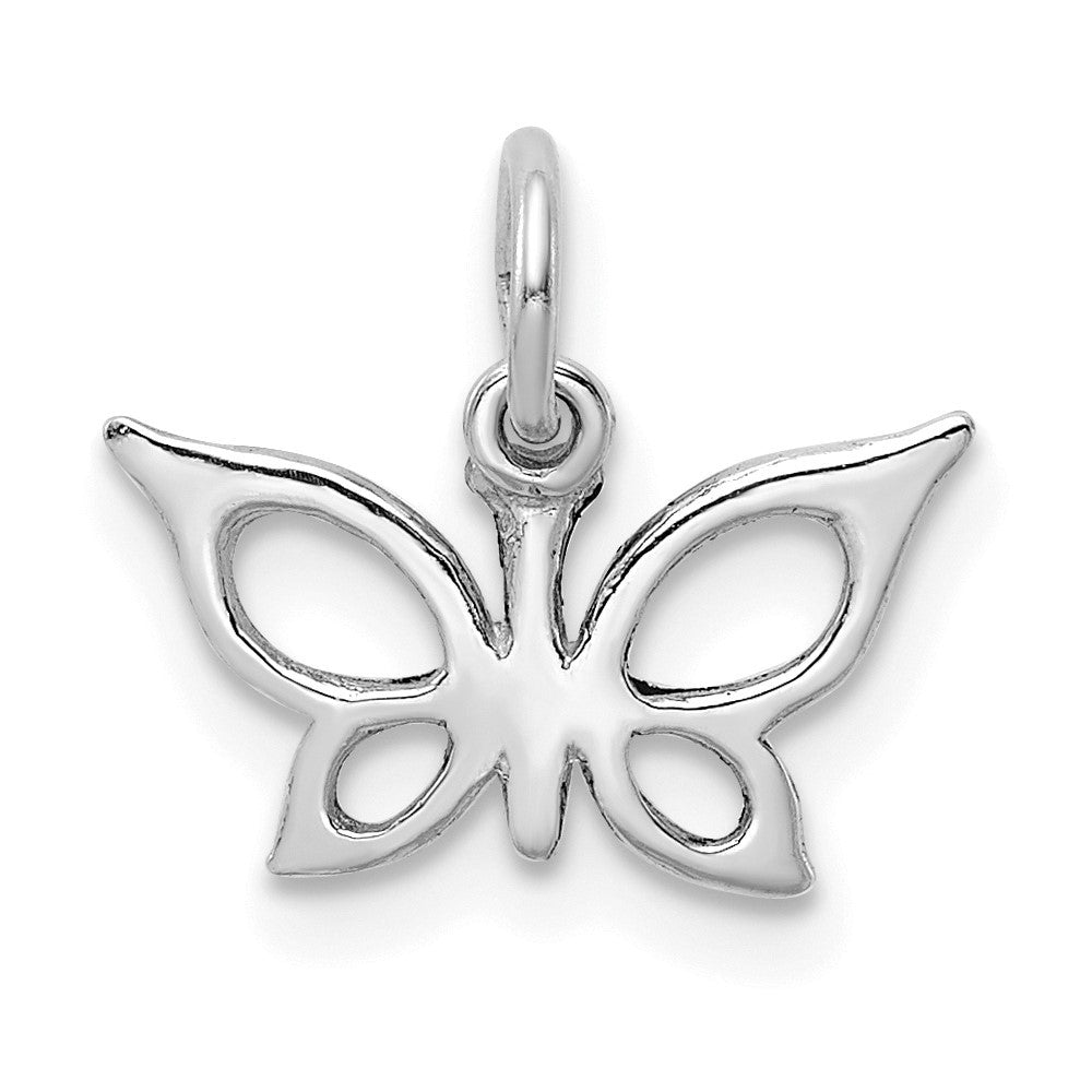 14k White Gold Polished Butterfly Charm Pendant