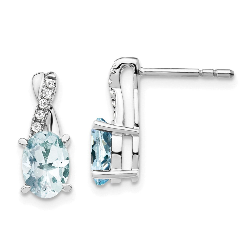 14K White Gold Aquamarine and Diamond Earrings
