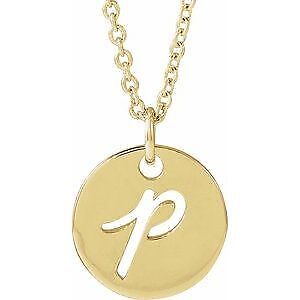 14k Yellow Gold Script Initial P Pendant Necklace 16-18"