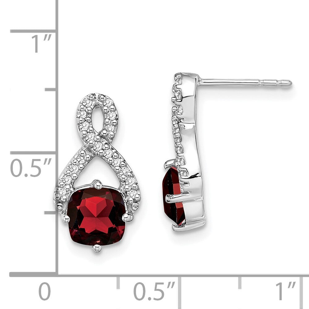 14k White Gold Garnet and Diamond Drop & Dangle Earrings