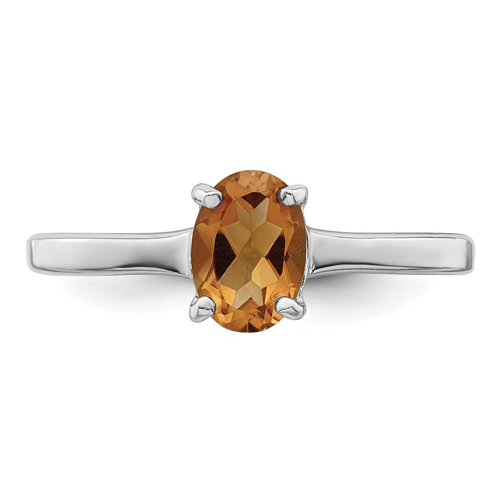 Sterling Silver Rhodium Citrine Ring Size 7