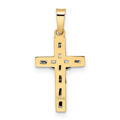 14k Two-tone Gold Polished Solid INRI Crucifix Pendant for Women