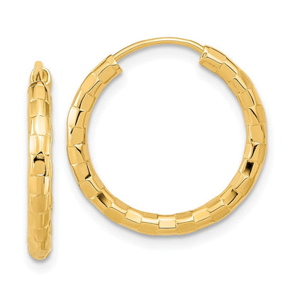 14k Yellow Gold Gold Polished Faceted 2.5mm Hoop Earrings Gift for Women