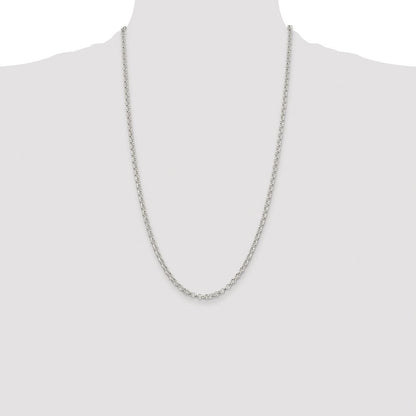 Sterling Silver Rhodium-plated 3.5mm Rolo Chain