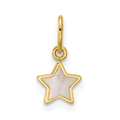 14k Yellow Gold Polished Mother of Pearl Star Pendant