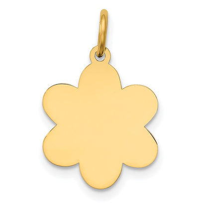 14k Yellow Gold Plain .018 Gauge Engravable Flower Disc Charm Pendant for Women