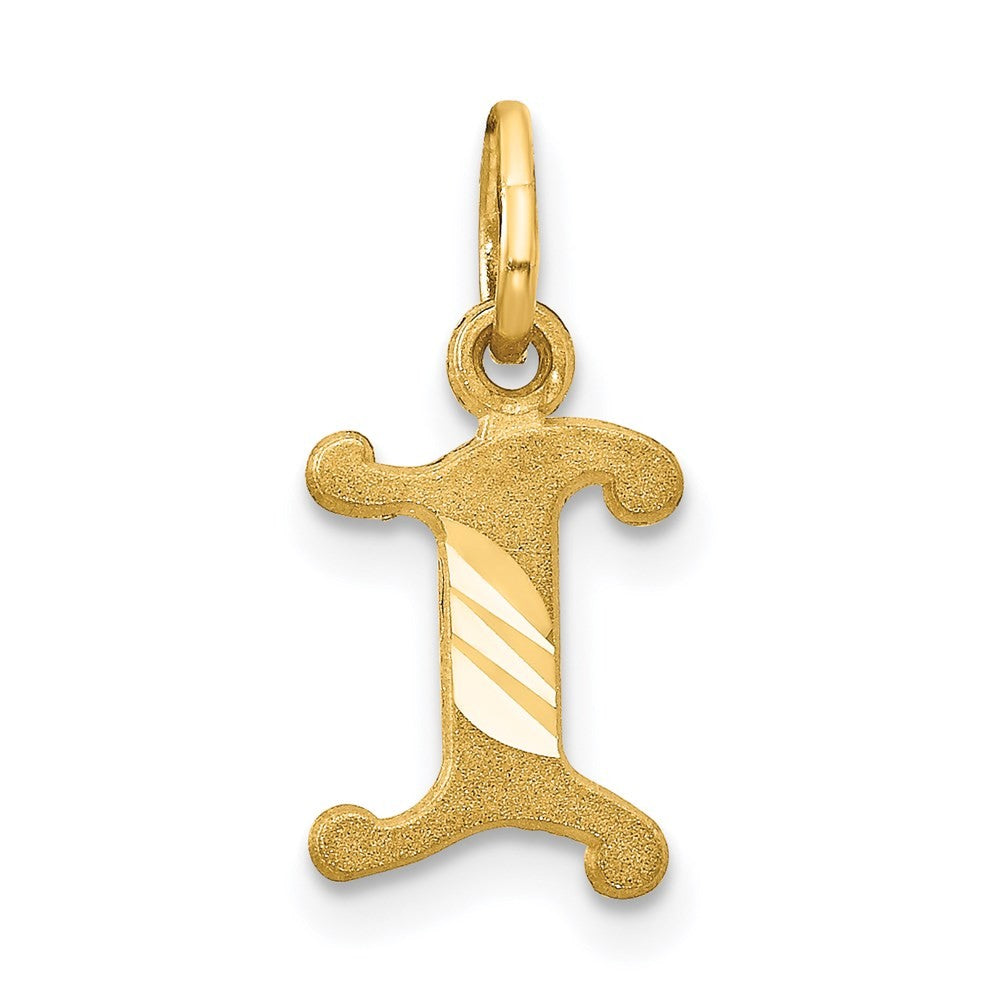 14k Yellow Gold Letter I Initial Charm Pendant