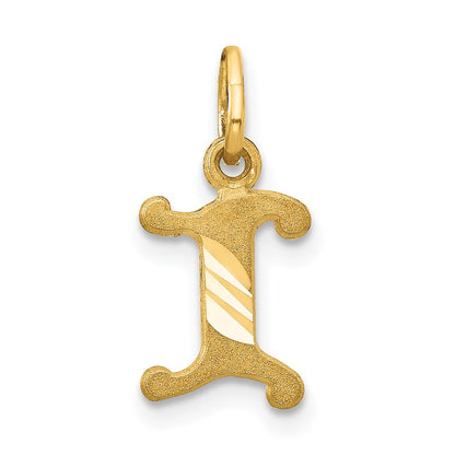 14k Yellow Gold Letter I Initial Charm Pendant