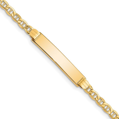 14k Yellow Gold Semi-Solid Chain Anchor Link 25.5x5mm Plate 7" ID
