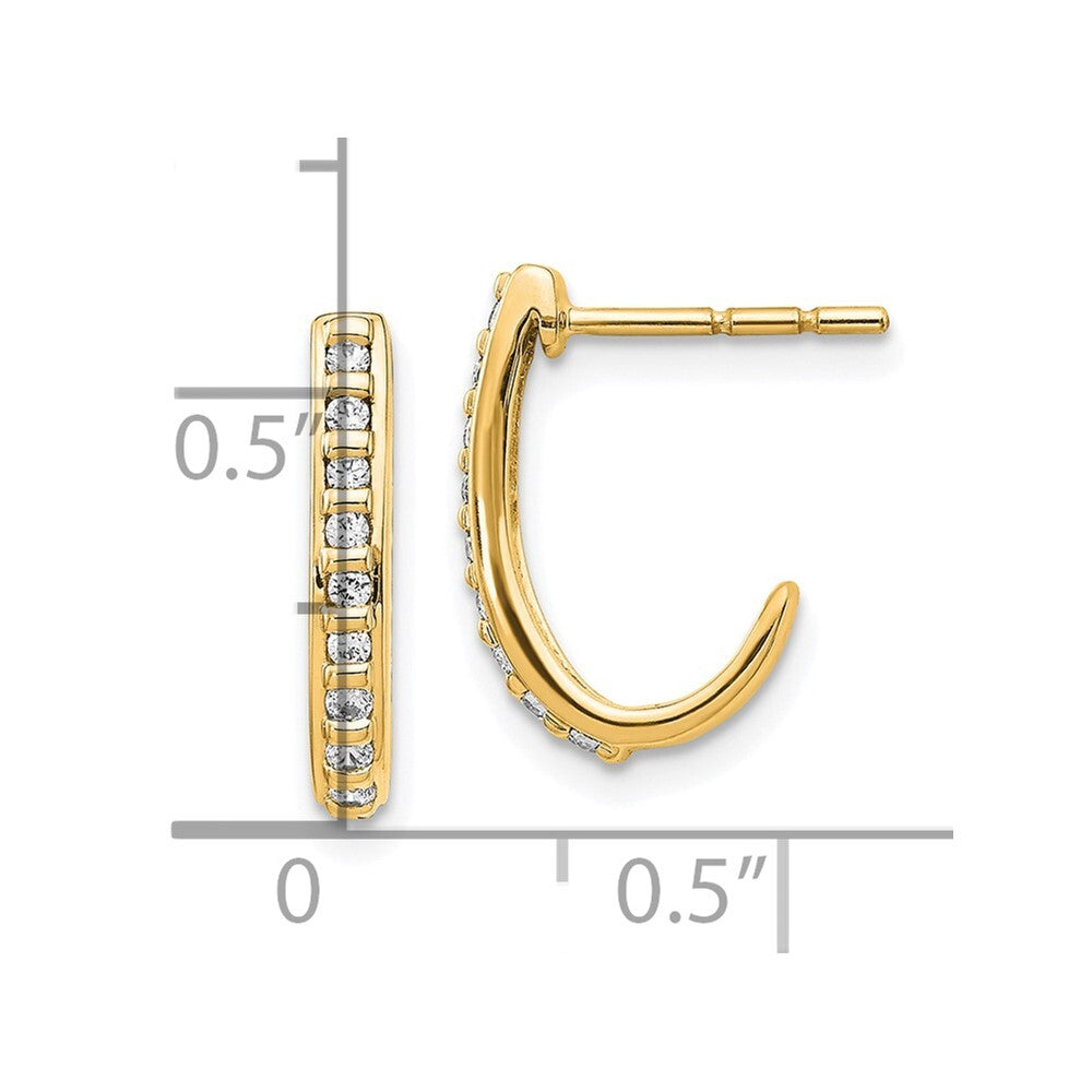 14k Yellow Gold Diamond J-Hoop Earrings