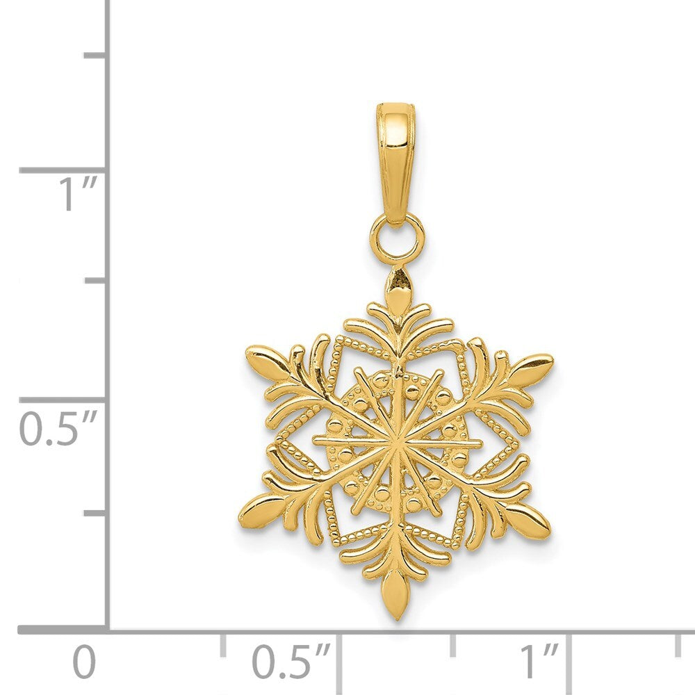 14k Yellow Gold Snowflake Pendant for Women