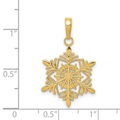 14k Yellow Gold Snowflake Pendant for Women