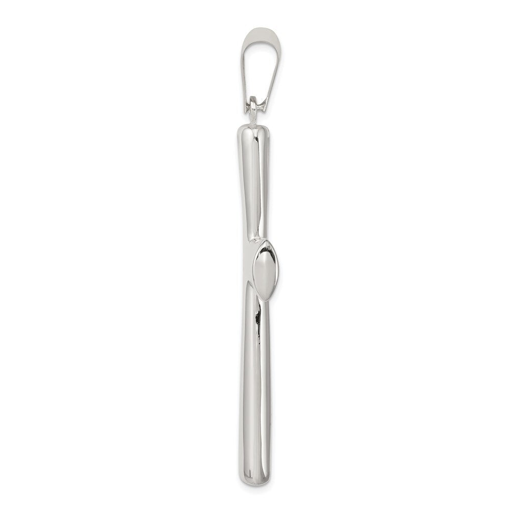 Sterling Silver Rhodium-plated Hollow Cross Pendant