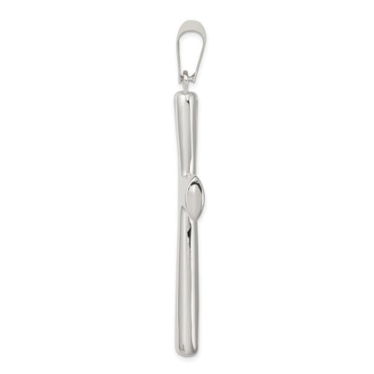 Sterling Silver Rhodium-plated Hollow Cross Pendant