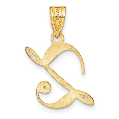 14k Yellow Gold Script Letter Z Initial Pendant with Diamond for Women