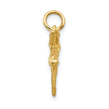 14k Yellow Gold 3D Ballerina Charm Pendant for Women