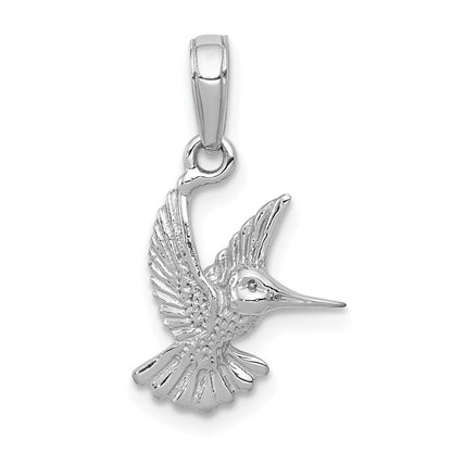 14k White Gold Hummingbird Pendant for Women
