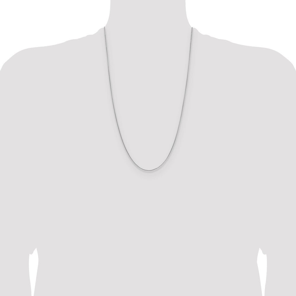 Sterling Silver Rhodium-plated .95mm Diamond-cut Round Box Chain