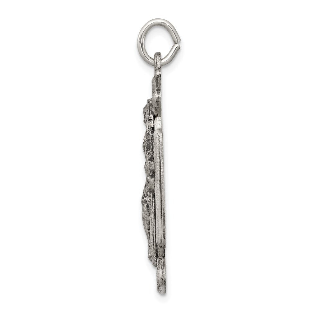 Sterling Silver Antiqued Saint Florian Medal Pendant