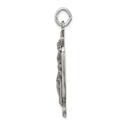 Sterling Silver Antiqued Saint Florian Medal Pendant