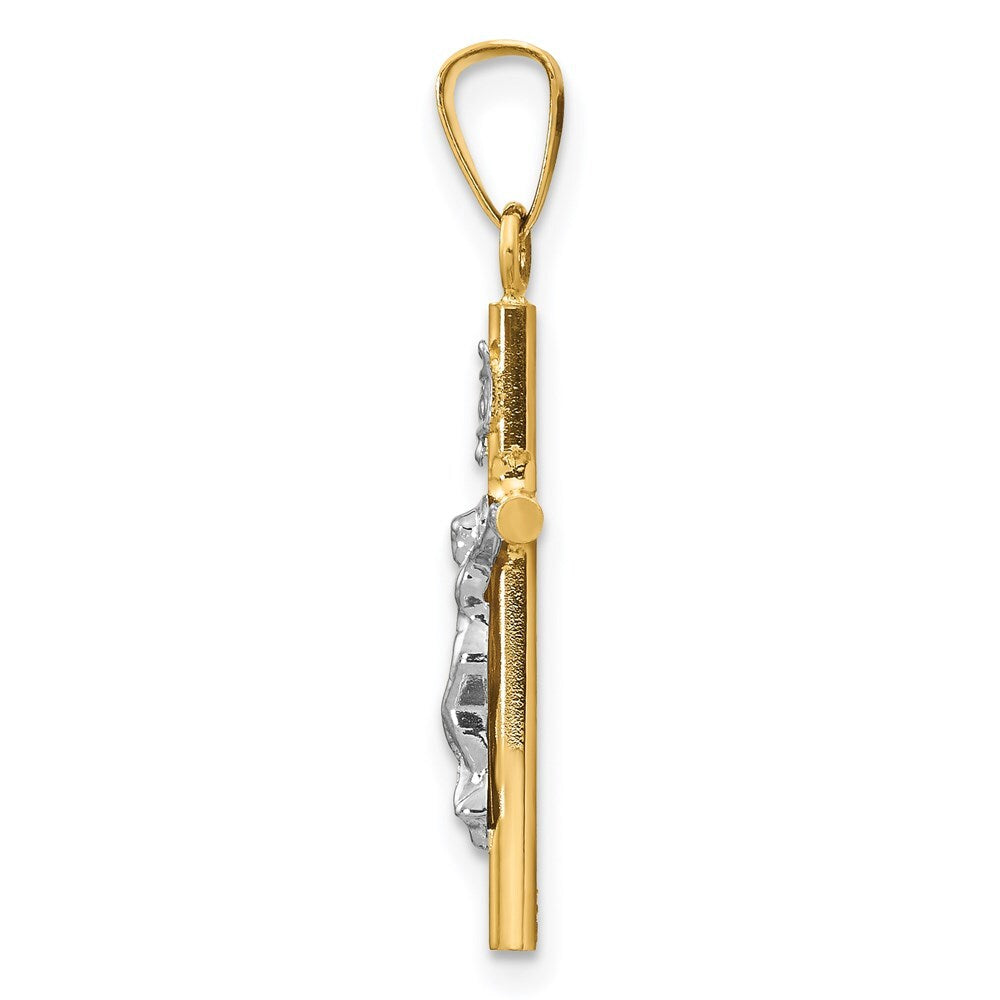 14k Two-tone Gold INRI Crucifix Pendant for Women