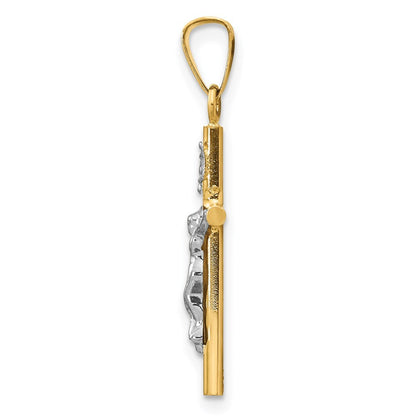 14k Two-tone Gold INRI Crucifix Pendant for Women