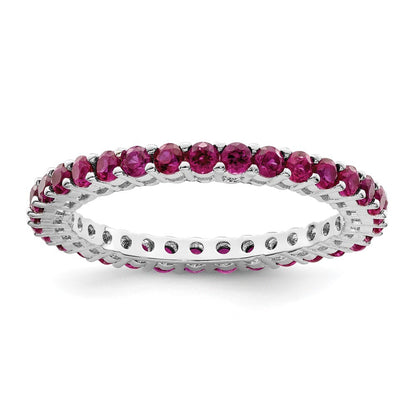 Sterling Silver Rhodium-plated Polished Pink & White CZ 3 Ring Set Size 6