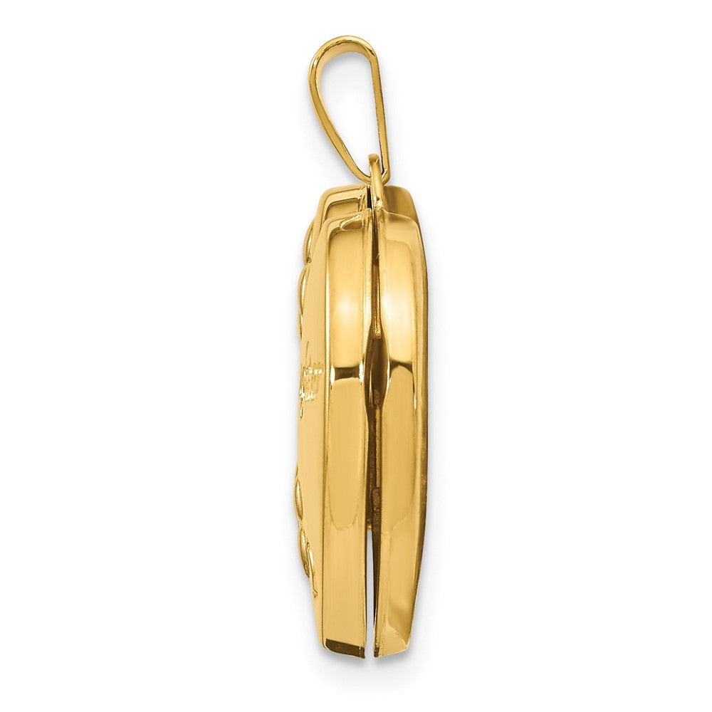 14k Yellow Gold Rhodium DAUGHTER Floral 18mm Heart Locket