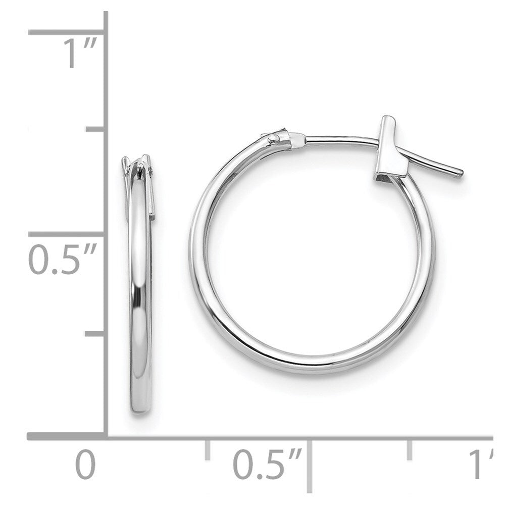 14k White Gold 1.25mm Hoop Earrings Gift for Women