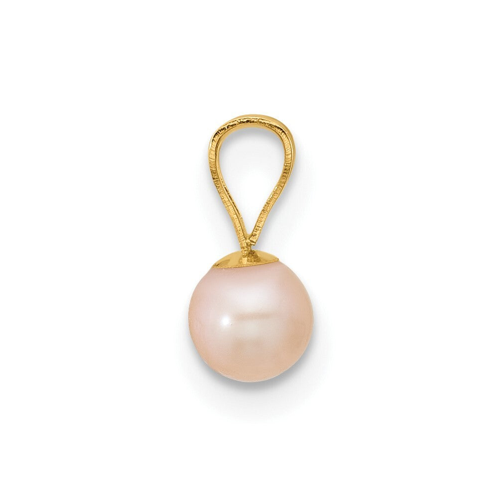14k Yellow Gold Madi K 4-5mm Pink Near Round Freshwater Cultured Pearl Pendant