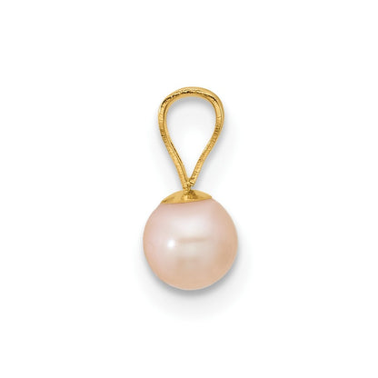 14k Yellow Gold Madi K 4-5mm Pink Near Round Freshwater Cultured Pearl Pendant