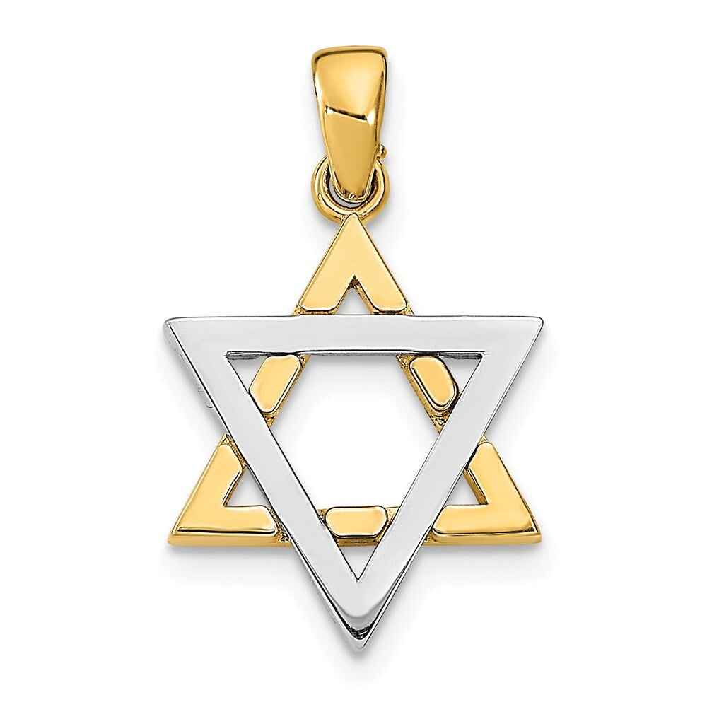 14k Two-tone Gold Star Of David Charm Pendant for Women