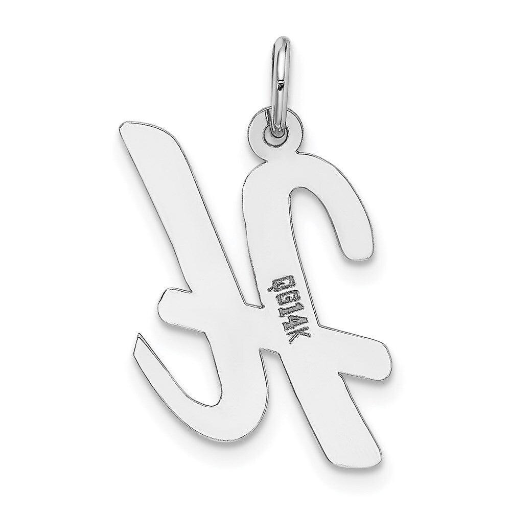 14k White Gold Large Script Letter H Initial Charm Pendant for Women