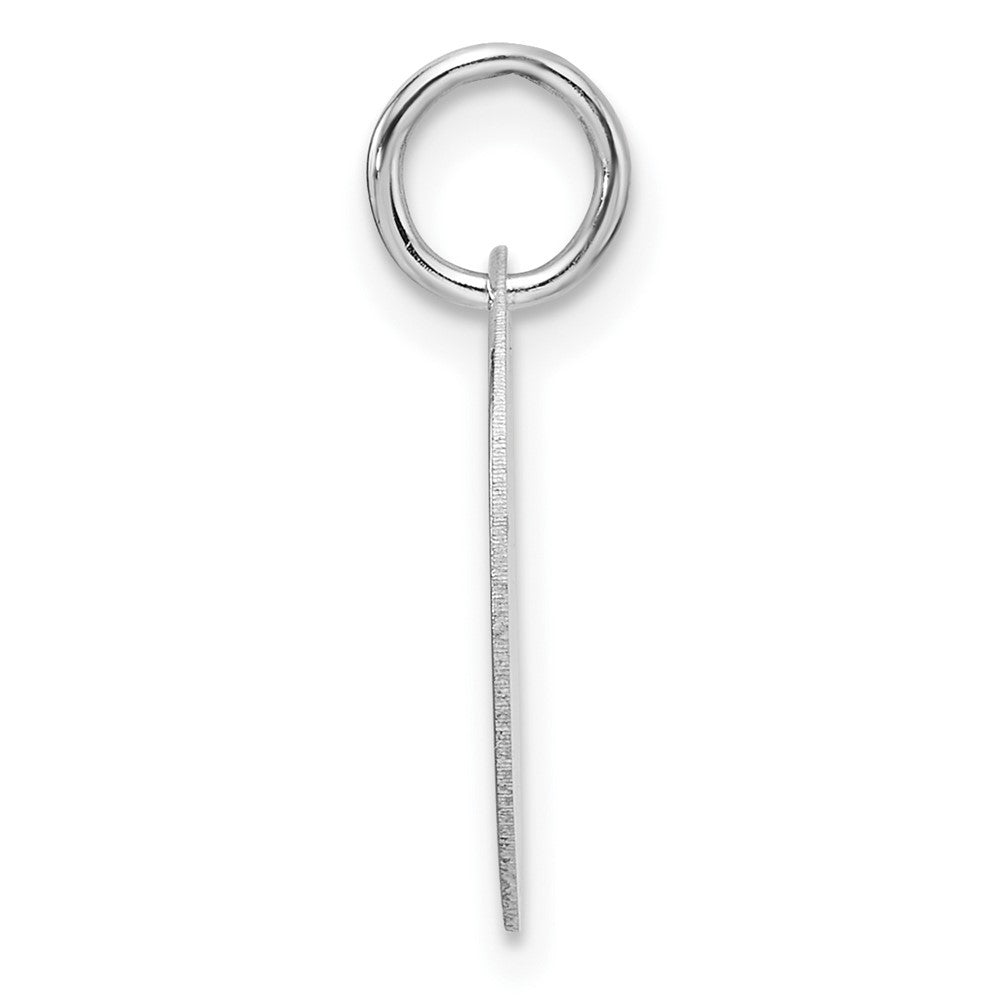 14K White Polished Black Enamel Letter G Initial Disk Charm